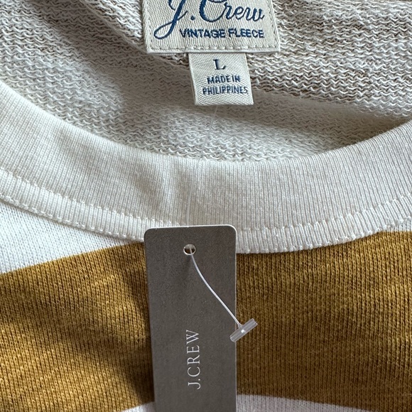 J. Crew Vintage Cotton Terry Relaxed-Fit Pullover Crewneck 90s Rugby Stripe LG - Picture 5 of 13